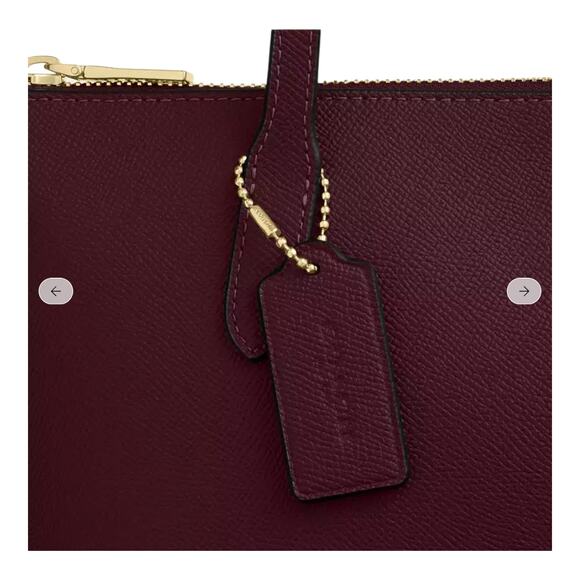 COACH FIONA ZIP TOP TOTE BAG PURSE IN CROSSGRAIN LEATHER DARK WINE & GOLD NEW! - Picture 5 of 16
